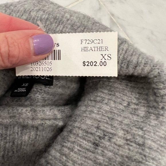 MINNIE ROSE NWT heathered grey wool blend turtleneck wide sleeve sweater size XS - Picture 8 of 10